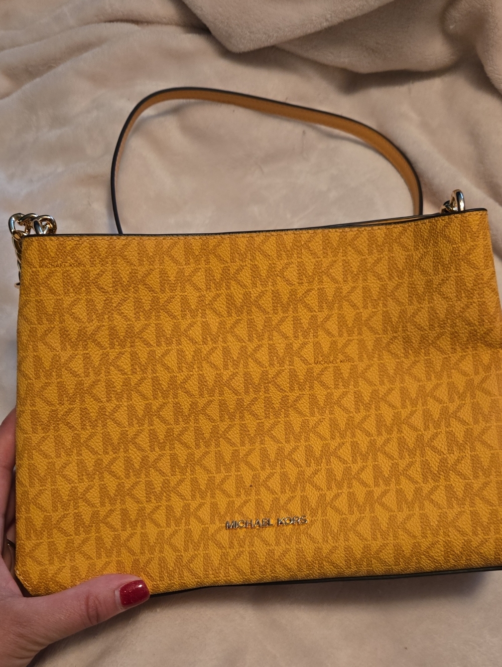 Michael Kors Mustard Yellow Signature Logo Shoulder Bag